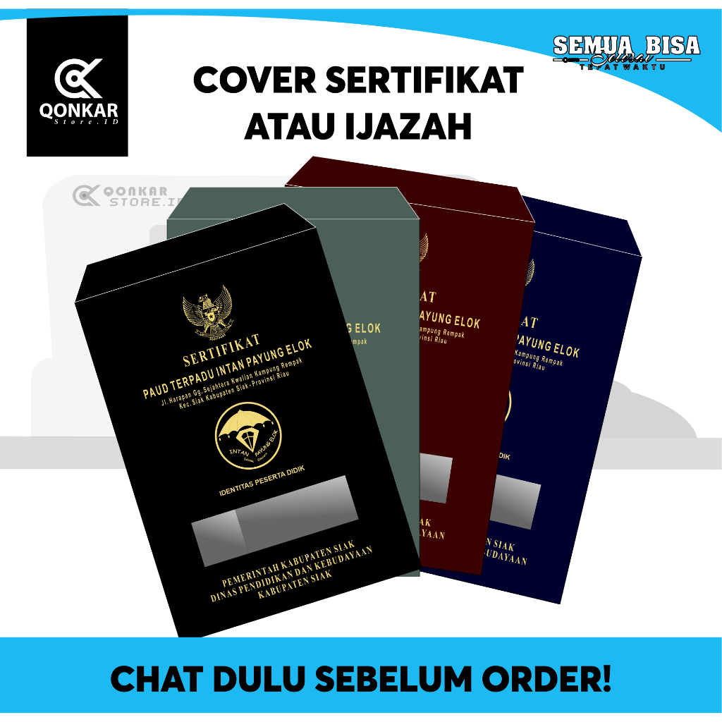 

Map Sampul Ijazah/Sampul rapor Custom TK,SD, SMP, SMA