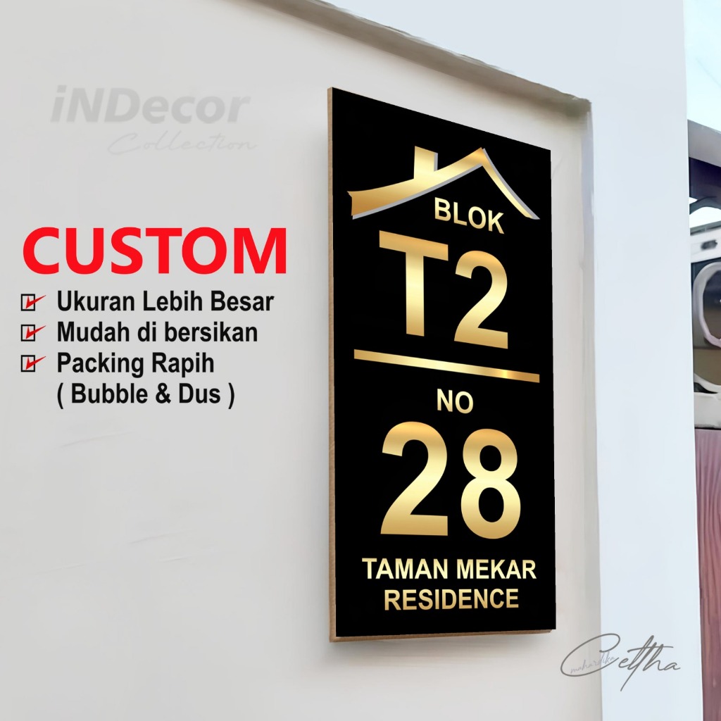 INDecor Rumah - Papan No Rumah Plat No Rumah Unik / No Rumah Custom Aesthetic Terbaru