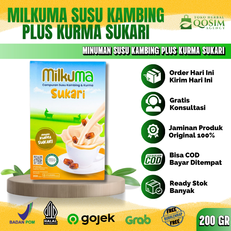 

Milkuma Susu Kambing Kurma Sukari 200gr Minuman Herbal Sehat Kemasan Baru