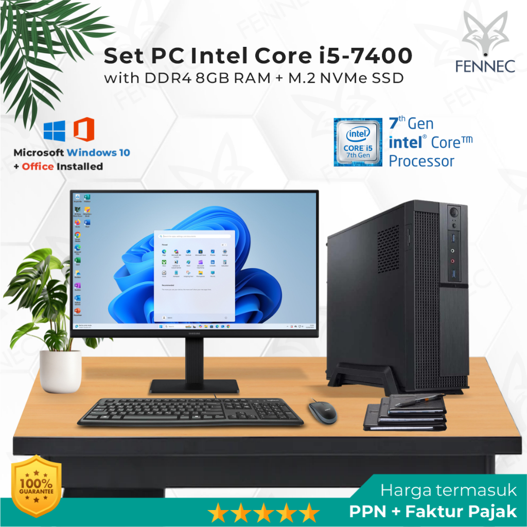 Set PC Slim Intel Core i5-7400 Gen-7 RAM 8GB SSD Rakitan Office