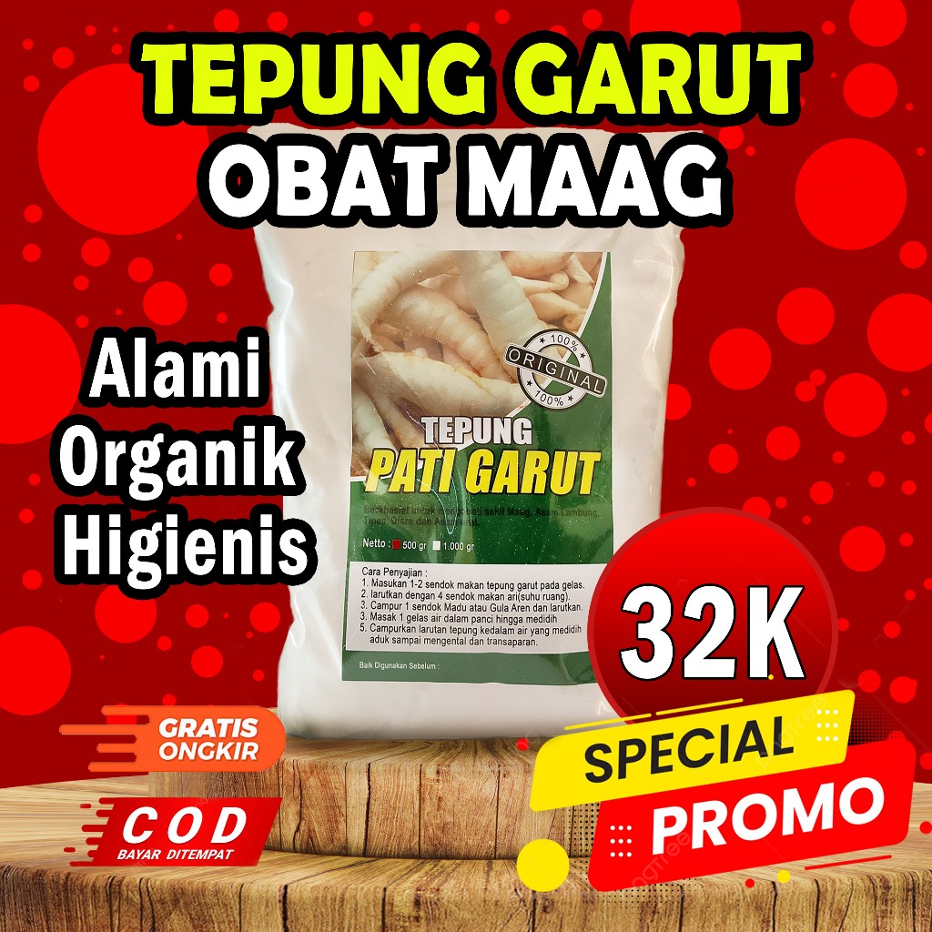 

TEPUNG GARUT UNTUK ASAM LAMBUNG / TEPUNG PATI GARUT / TEPUNG GARUT 500gr