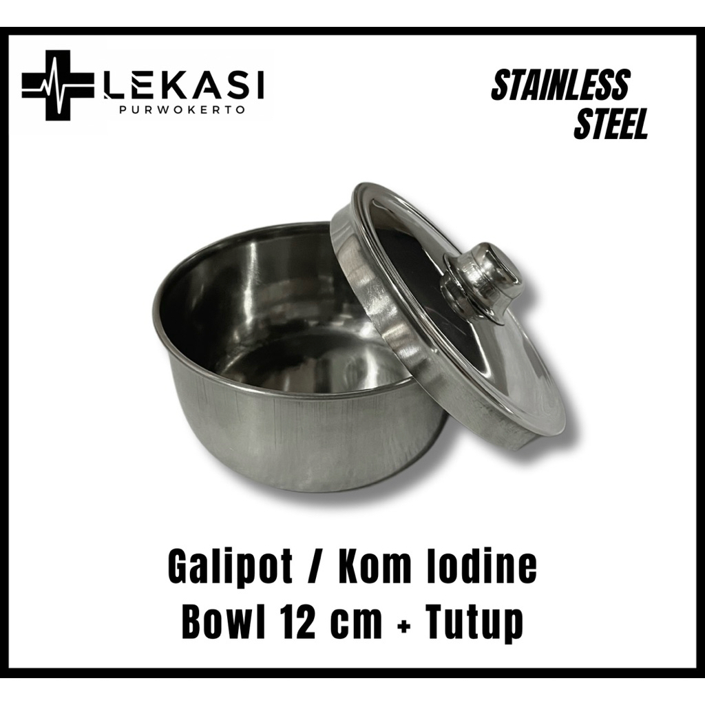 Bowl 12 cm / Sponge Bowl + Tutup / Kom Iodine Stainless Steel