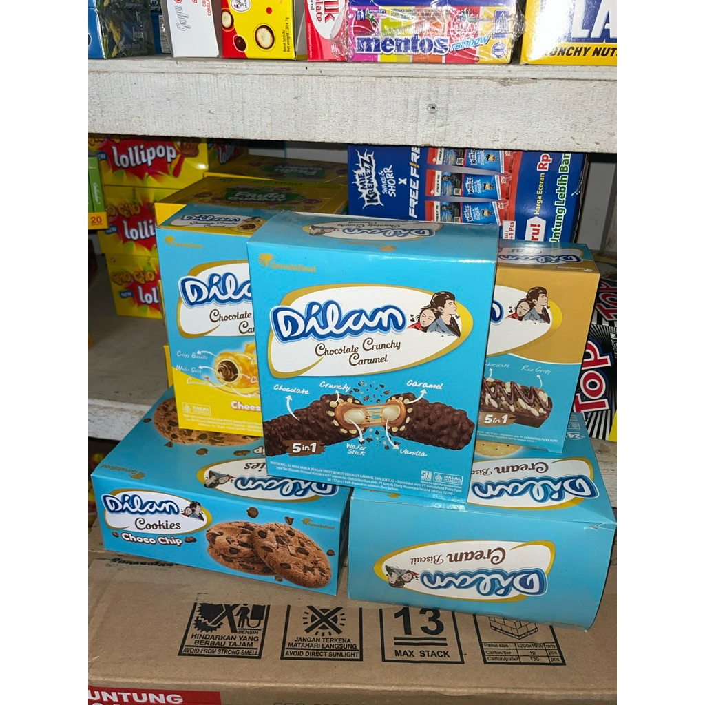 

DILAN Chokies Choco Chip,Chocolate crunchy Caramel Coklat,Chocolate Crunchy Caramel Cheese,Bar,Cream biscuit