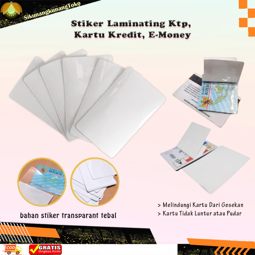 

(skn) Grosir Stiker Anti Gores Laminating Polos glossy KTP sim kartu kredit credit card atm lem praktis