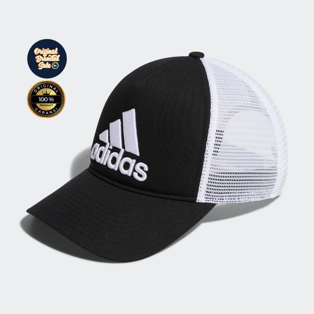 ORIGINAL GARANSI TOPI ADIDAS TRUCKER CAP BLACK/WHITE ONE SIZE
