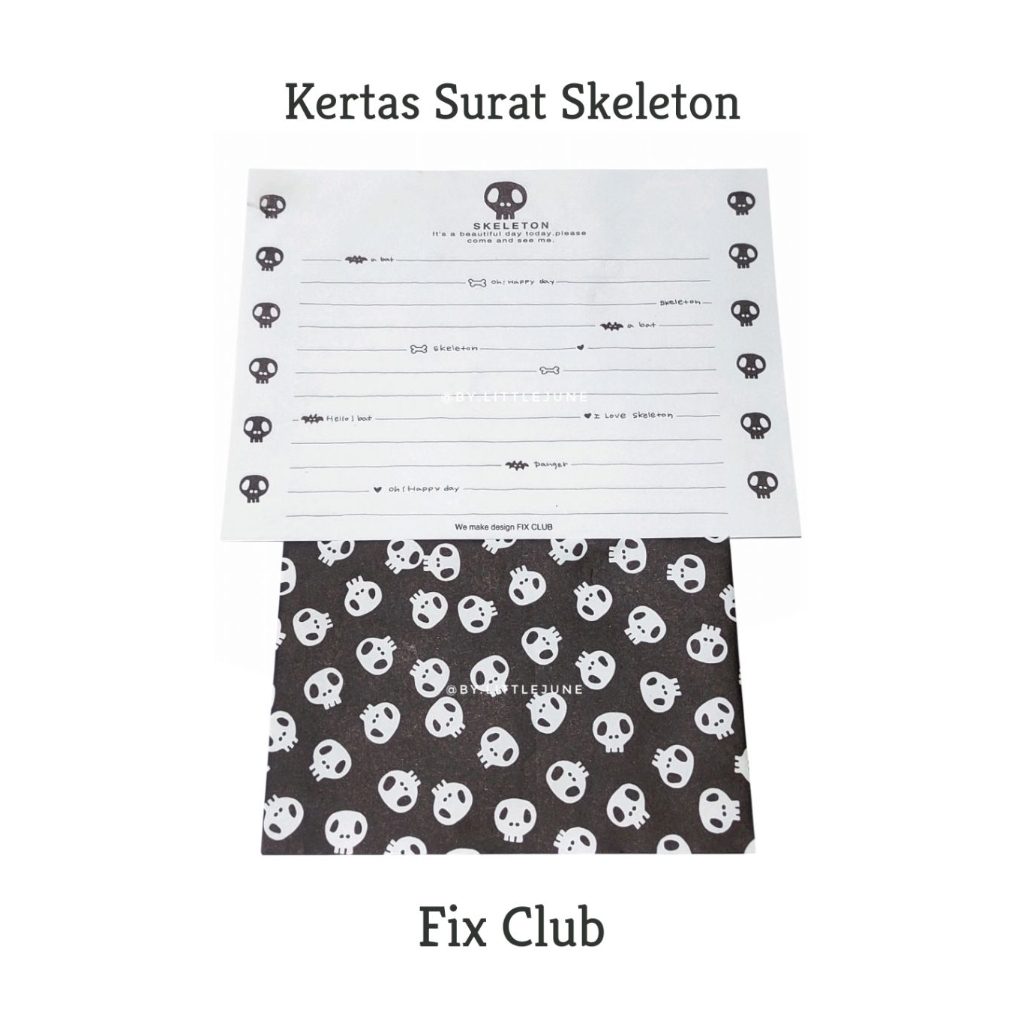 

NEW : Kertas Surat Skeleton by Fix Club // 1 Set Letterpad Lucu Bergaris Aesthetic Full Color / 75gsm
