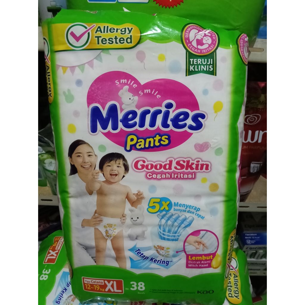 XL38 MERRIES PANTS .MERRIES PANTS GOOD SKIN XL 38PC . ALLERGI TESTED MERRIES PANTS. POPOK MERRIES XL