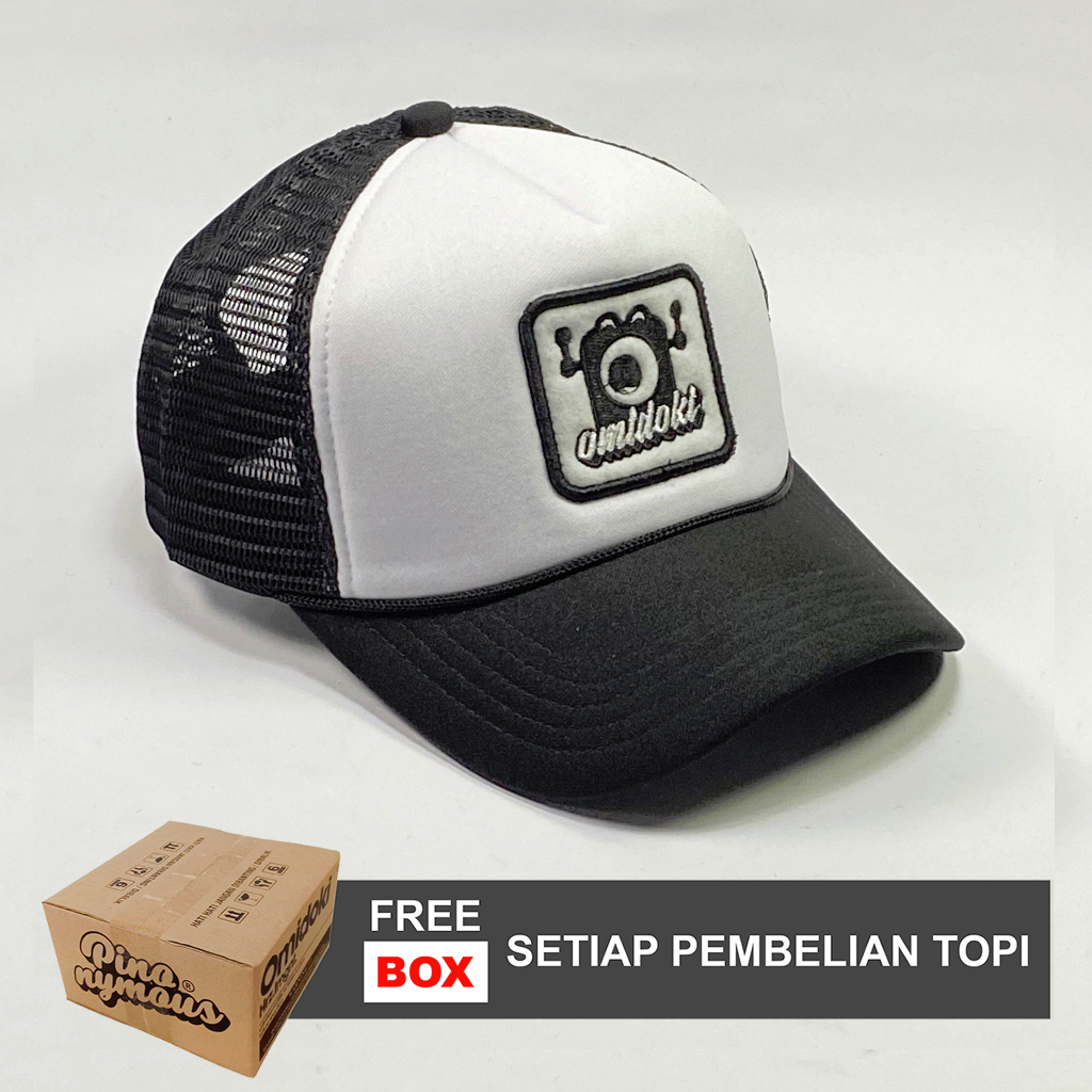 TRUCKER HAT OMIDOKI TOPI PRIA JARING DISTRO ORIGINAL HITAM PUTIH