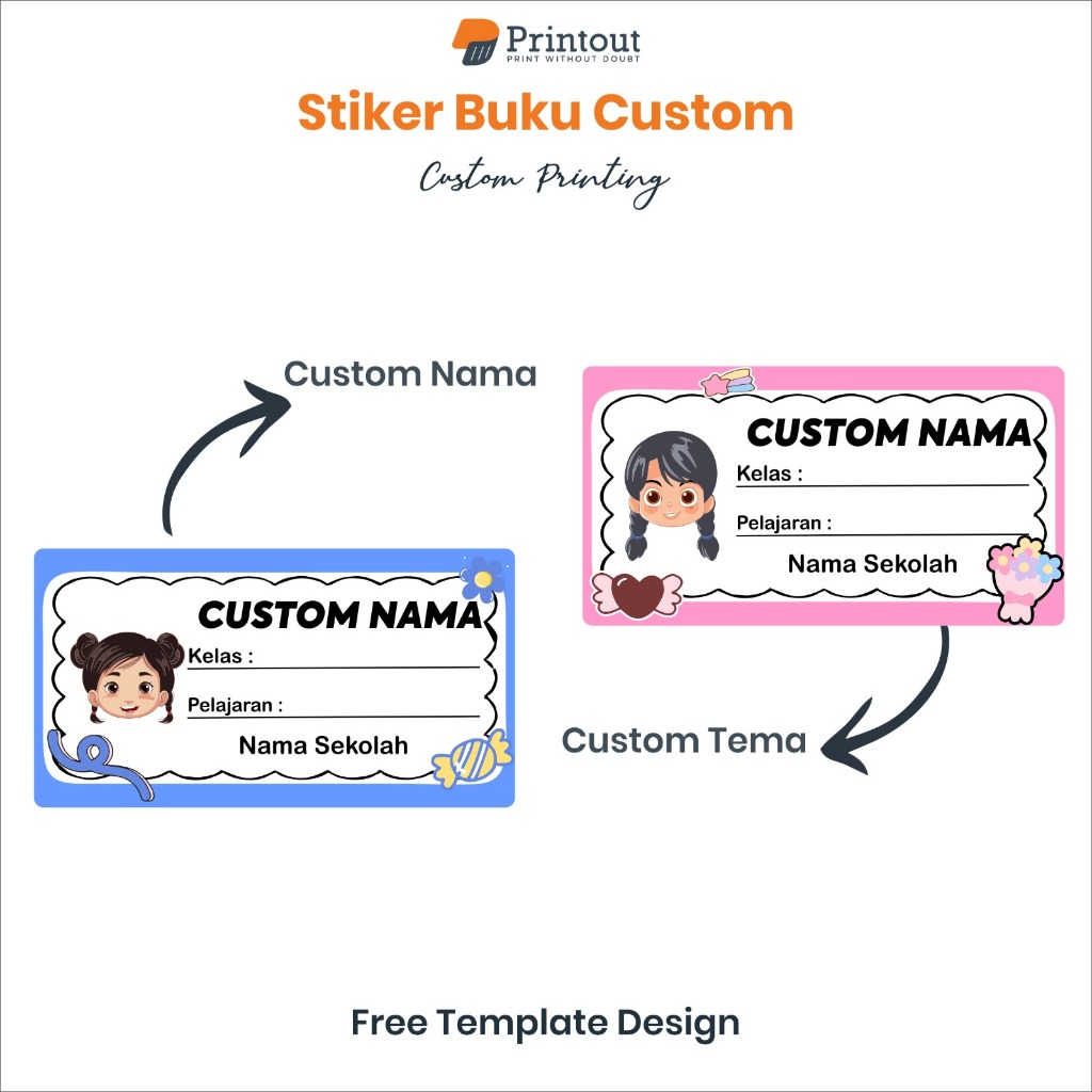 

Printout Custom Stiker Nama Buku | Stiker Nama Buku Anak Sekolah | 48 Pcs