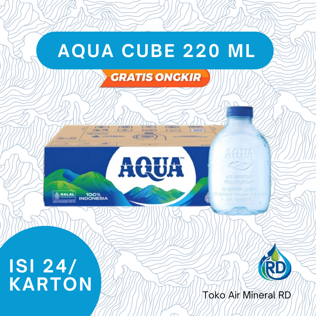 

RD - AQUA CUBE Botol 220 ML 1 Dus - Isi 24 x 220 ML - Air Minum Mineral Botol