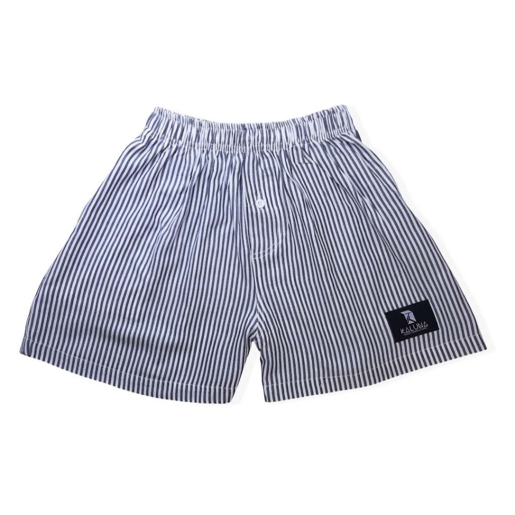 Celana Stripe Pants Basic Boxer Unisex Pria Wanita Kaluna Variasi Saku Kancing Motif Salur Kolor Pen
