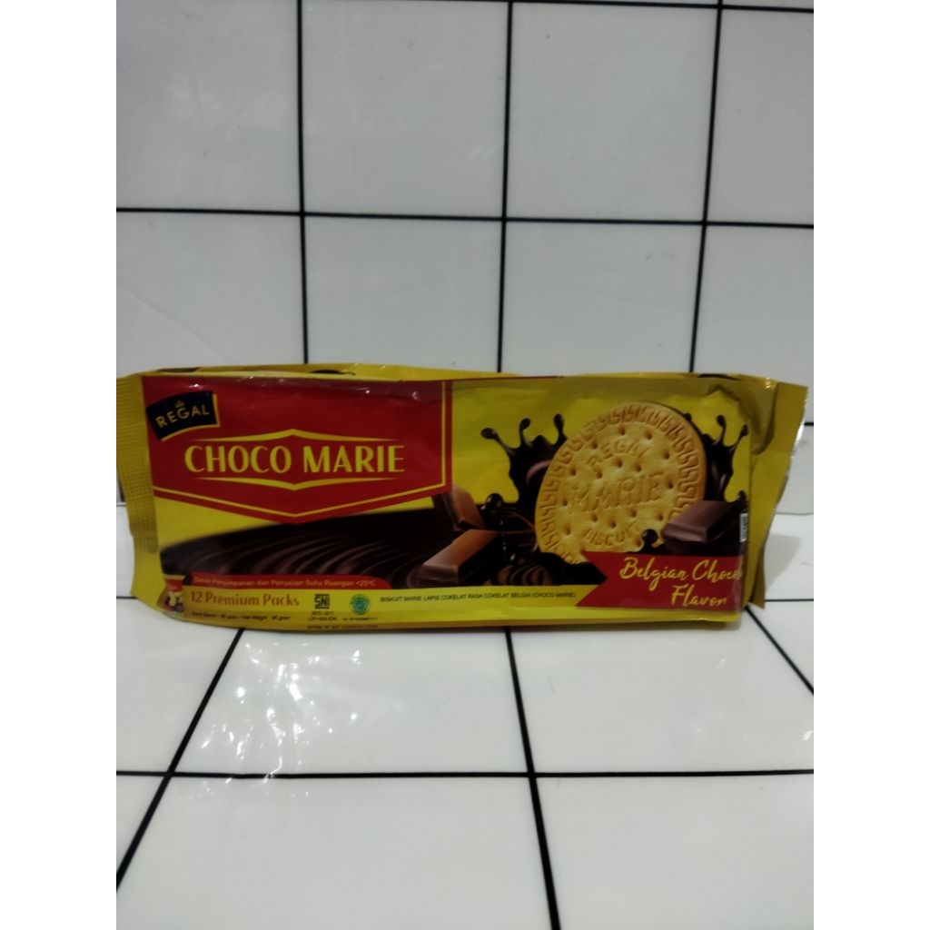 

regal marie biskuit rasa belgian chocolate isi 12 sachet