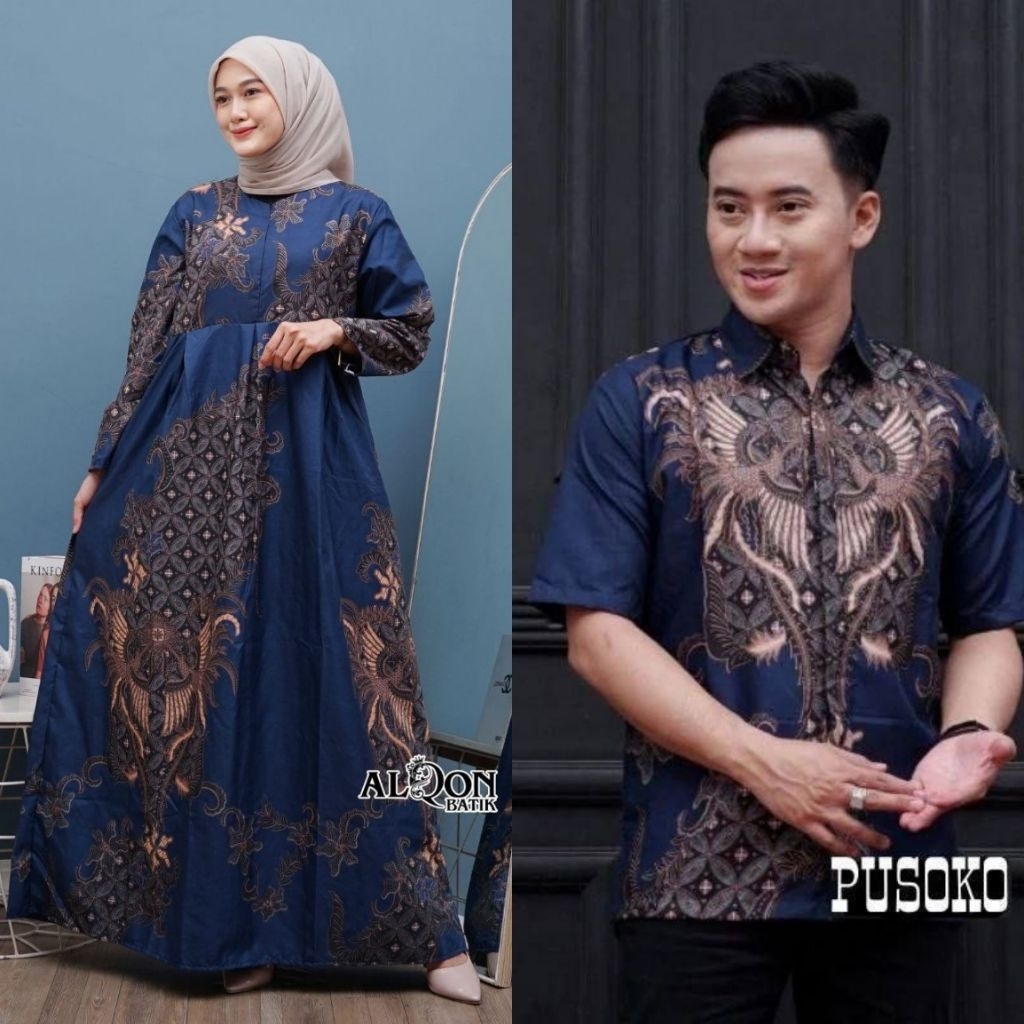 Couple Batik Kekinian – Gamis & Kemeja Lengan Pendek Pria | Kondangan Serasi