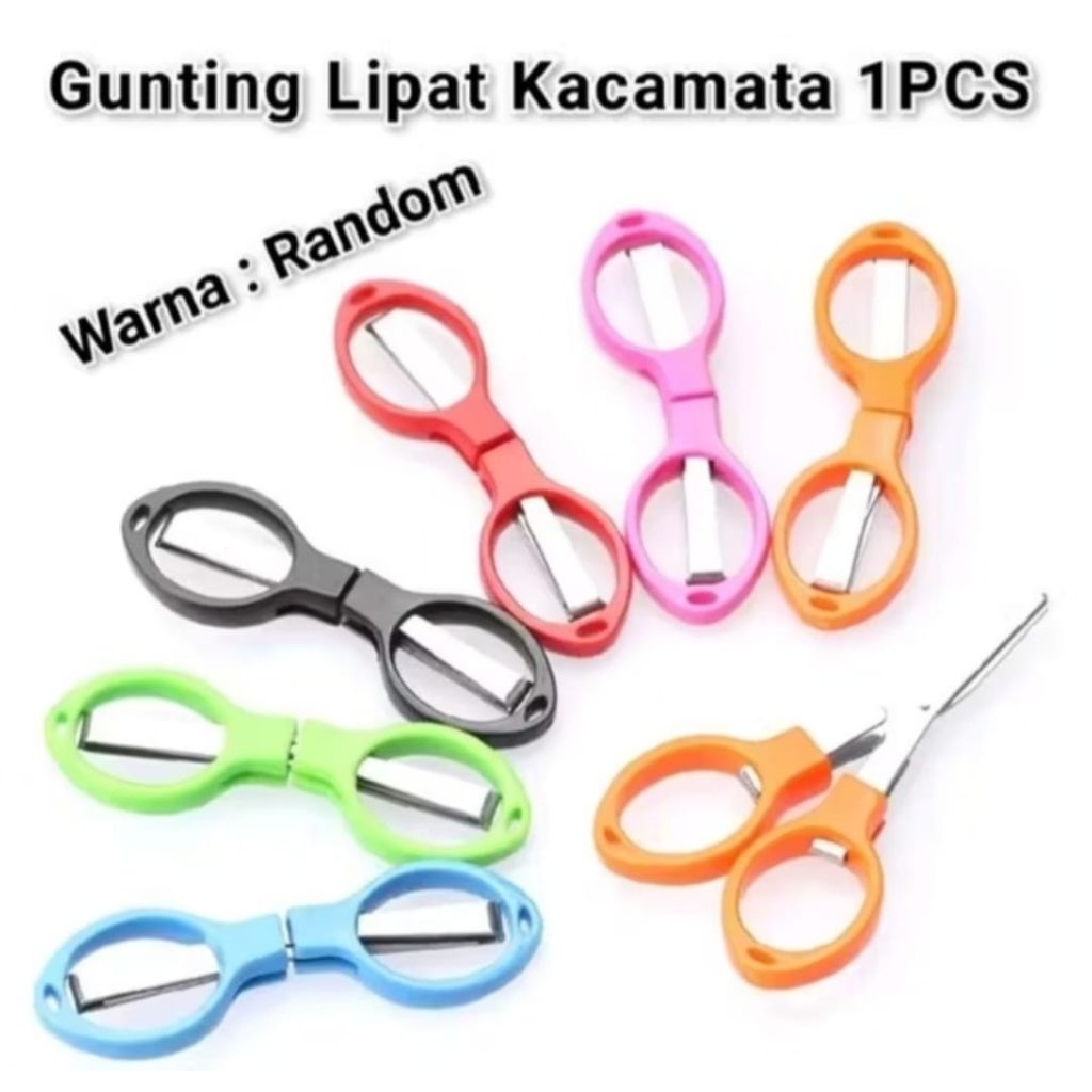 

2PCS Gunting Lipat Portable Gunting Lipat Mini Travel Bentuk Kacamata Serbaguna