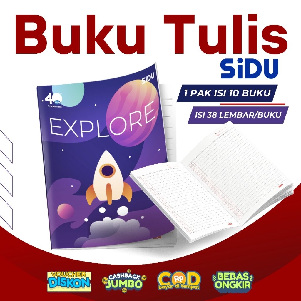 

BUKU TULIS SIDU SINAR DUNIA ISI 38 LEMBAR / BUKU. 1 PACK ISI 10 BUKU