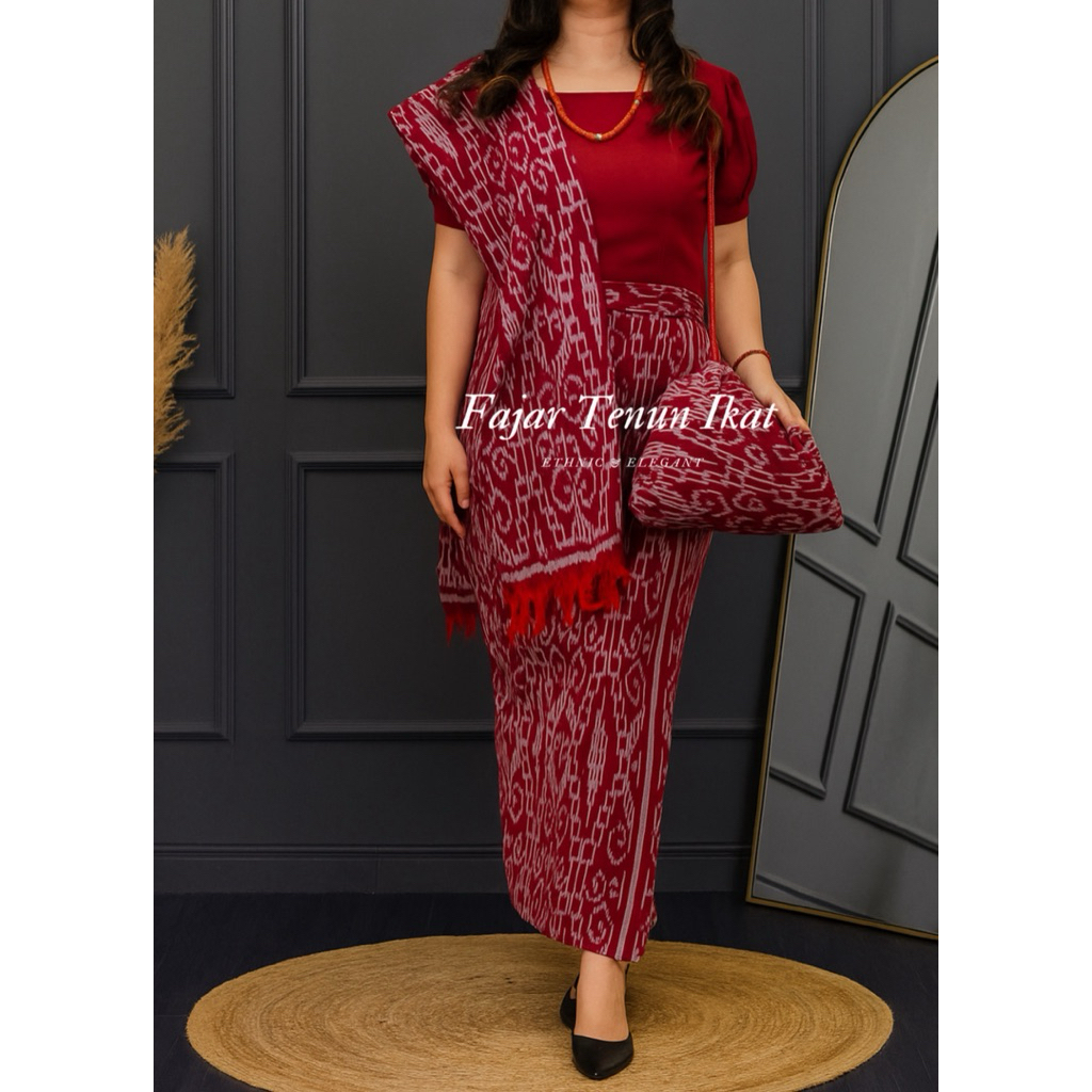 Set Couple Baju Tenun Wanita + Slendang + Tas / Setelan Baju Tenun kalimantan
