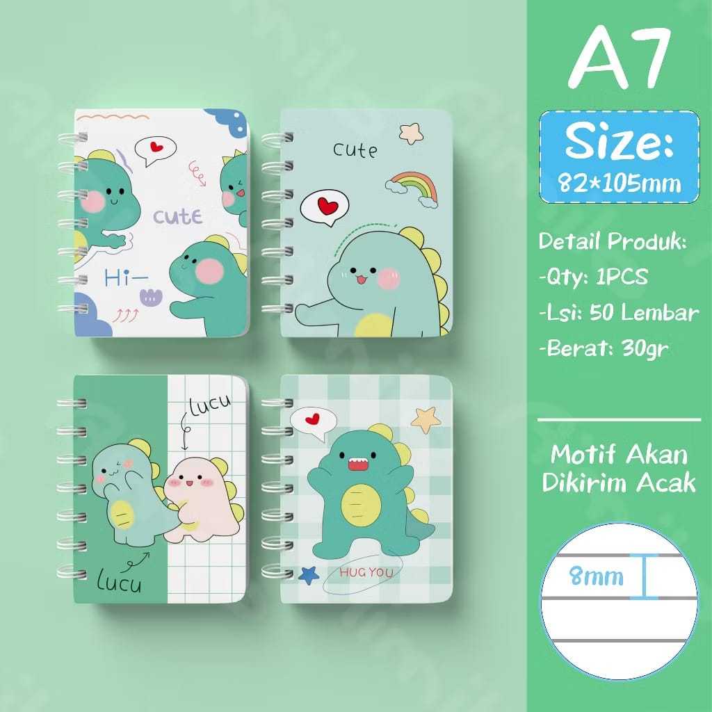 

NoteBook Mini Spiral A7 / Buku Tulis Catatan Mini Buku Notes (1 Buku isi 50 Lembar)