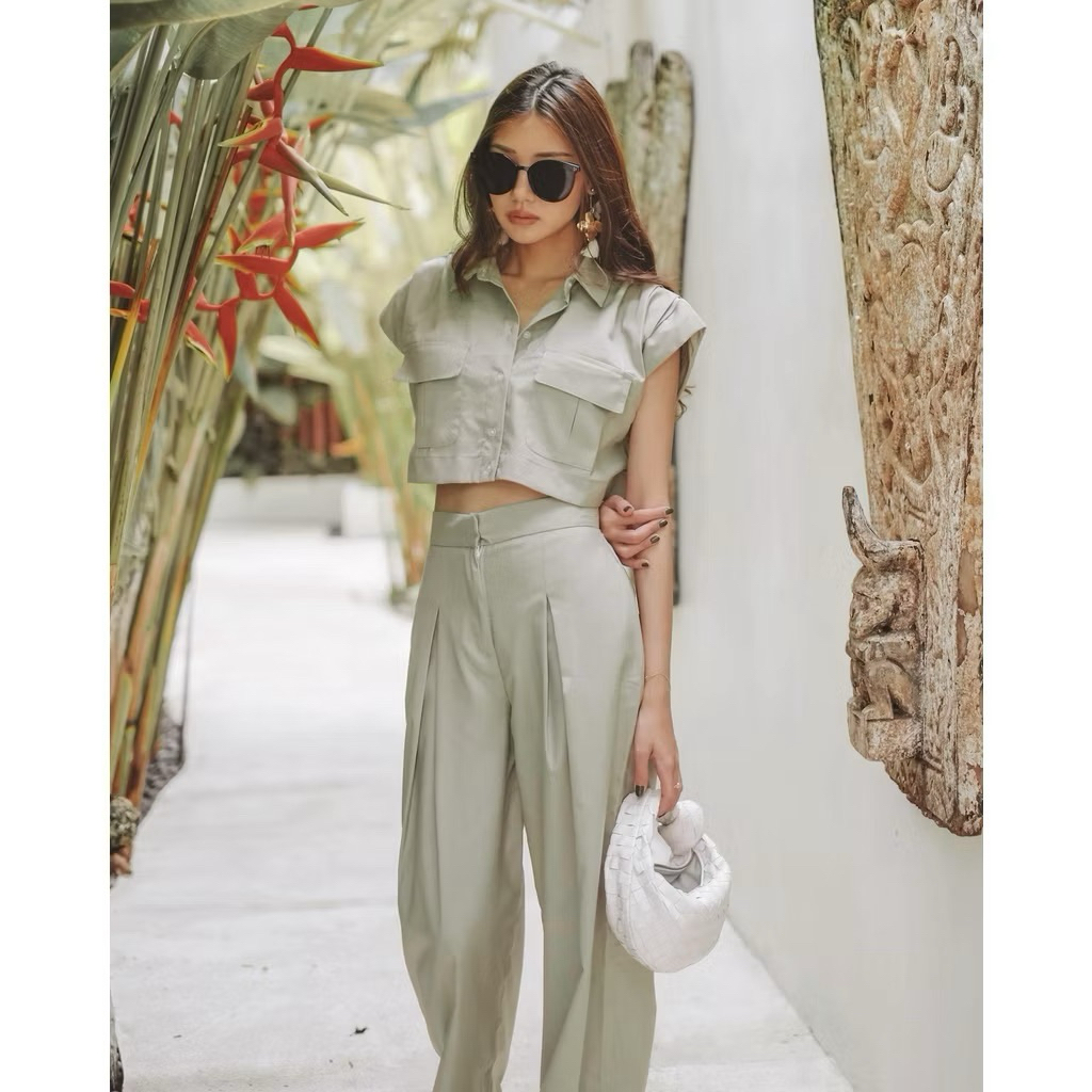 Anain Neroli Pants Sage / Celana Kulot Anain Neroli size M - Preloved