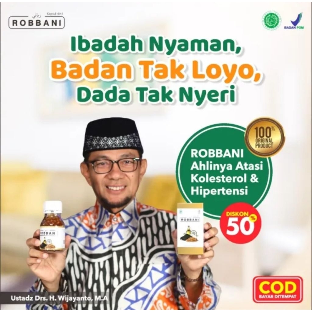 

Robbani Herbal Kolesterol Obat Hipertensi Nyeri Sendi Asam Urat BPOM