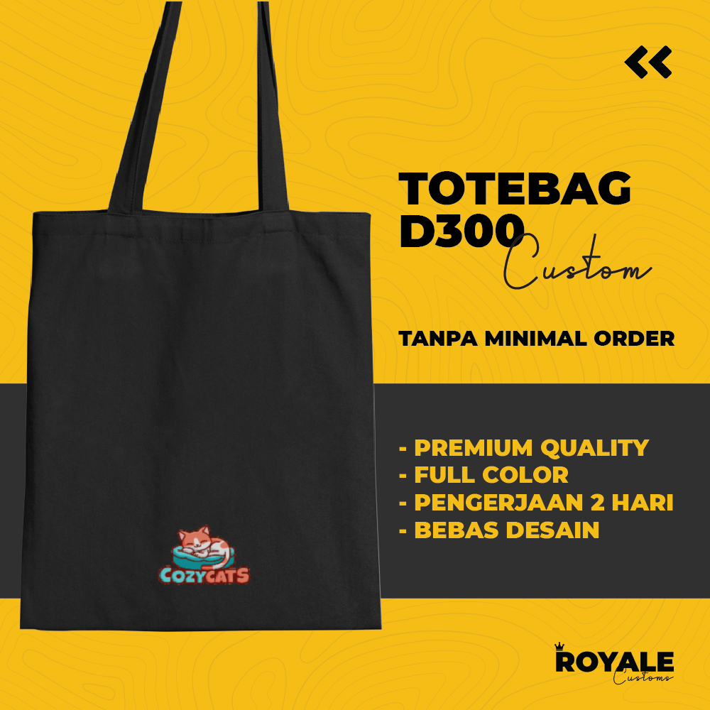 

Custom Totebag D300 - Sablon DTF Premium Full Color Gambar / Logo / Tulisan Resleting - Tas Belanja / Tas Selempang / Tas Hampers / Tas Suvenir