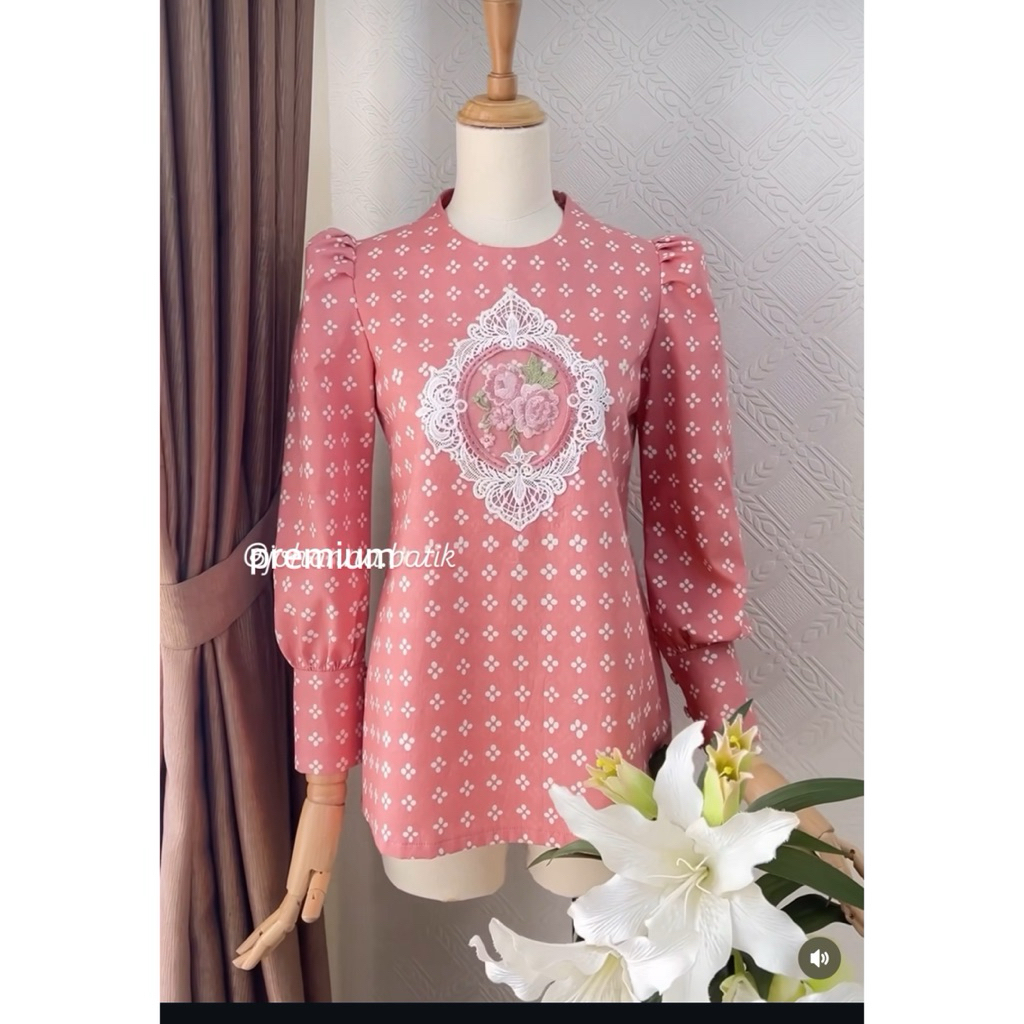 Atasan Batik Cirebon Bahan Katun | Atasan Blouse batik wanita kerja fashion