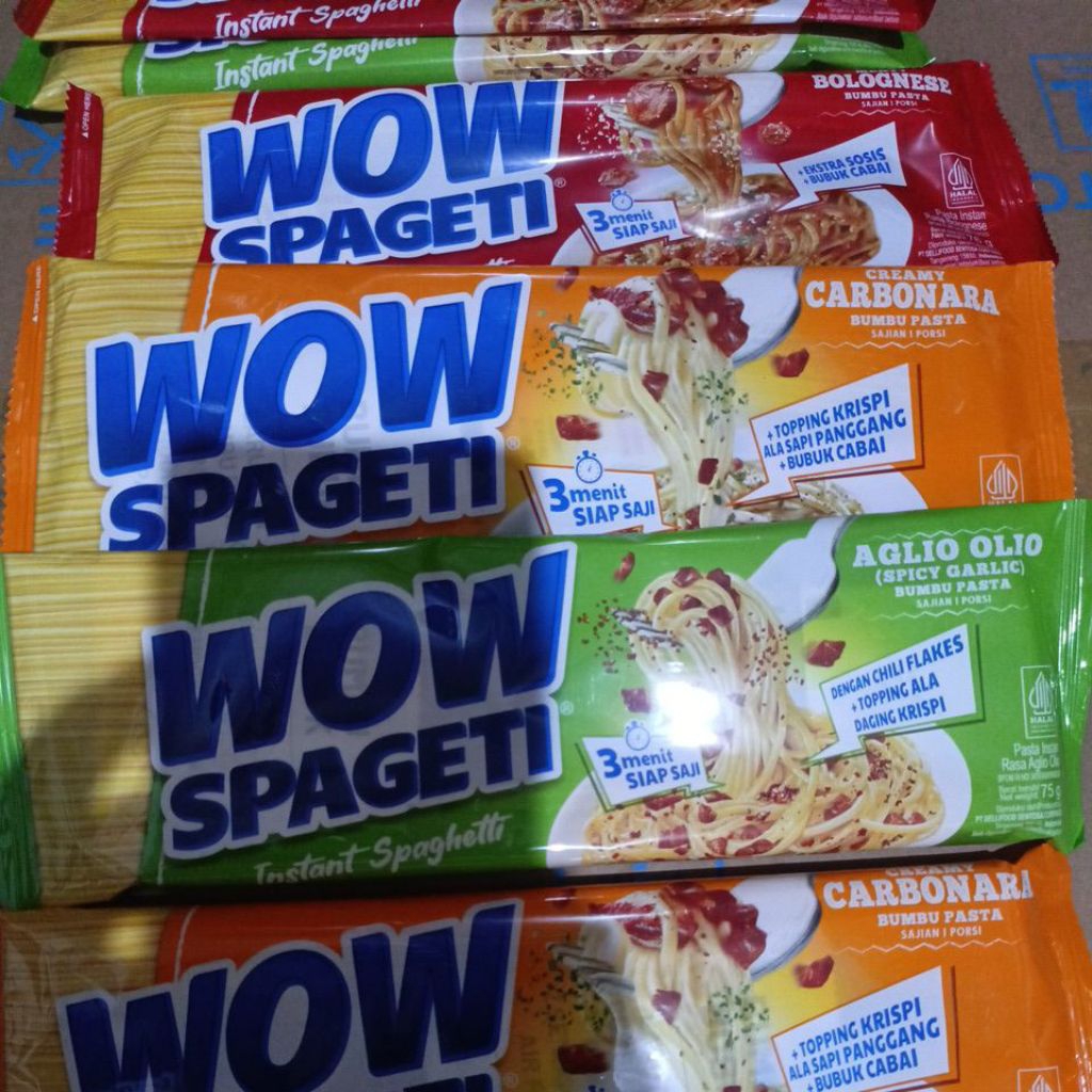 

WOW SPAGETI INSTANT SPAGHETTI BOLOGNESE / CARBONARA / AGLIO OLIO