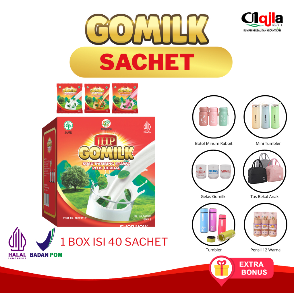 

PROMO TERLARIS !! GOMILK SACHET 1 BOX SUSU KAMBING ETAWA PLUS HERBAL AQILAMART TRANGSAN