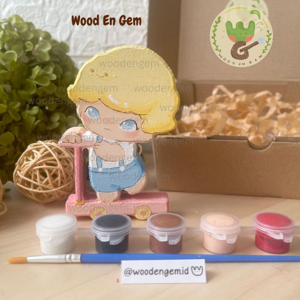 

DIY Wood Character Painting Kit Mewarnai Kayu Kanvas Karakter Souvenir Lucu Anak Dimoo Oto Popmart