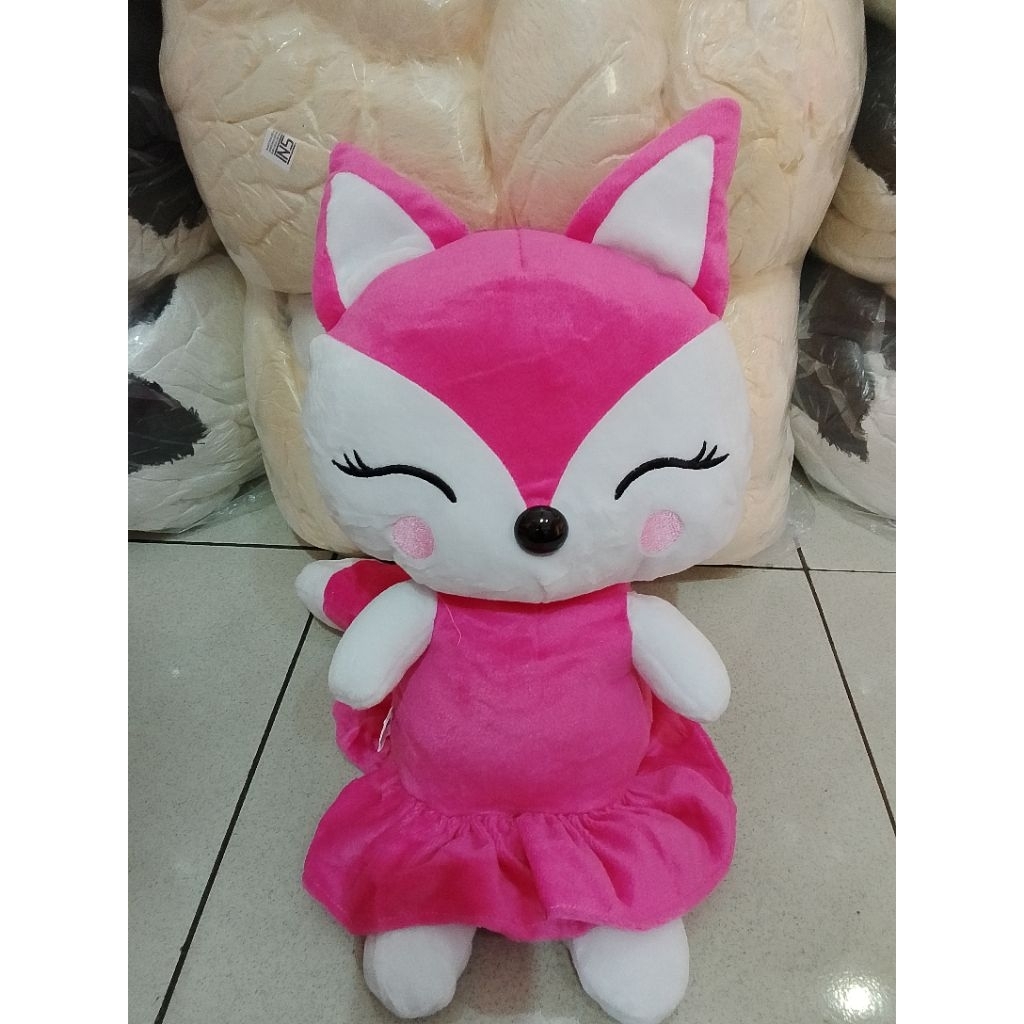 boneka rubah baju pink