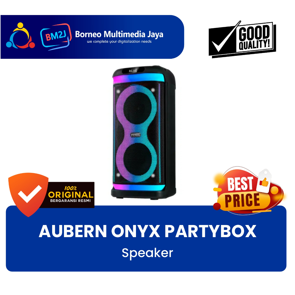 Aubern Partybox Speaker Portable Onyx 8 Inch double woofer Bluetooth / Speaker Portable Partybox
