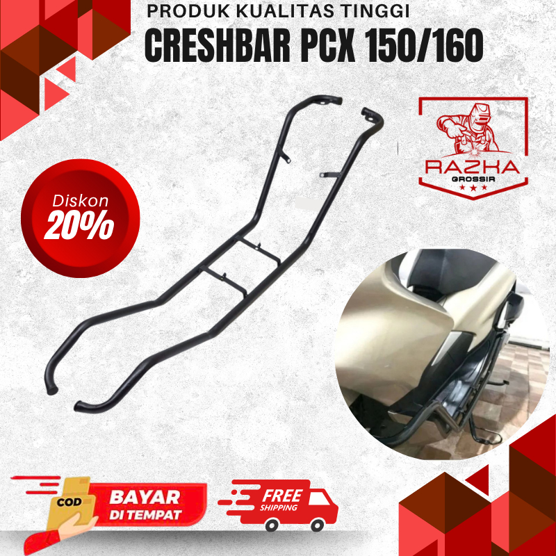 Crashbar Tubular PCX 150 PCX 160 Plus Breket Dudukan Lampu Tembak Presisi Awet Kuat