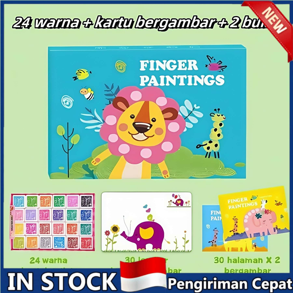 

（24 Warna + 90 Page） Finger Paint Art Box Set Prakarya Seni Mewarnai Dengan Jari Tangan