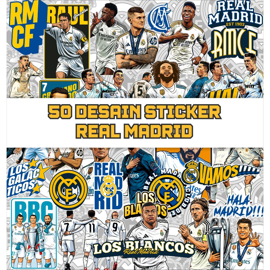 

50 STICKER REAL MADRID BAHAN VINYL GLOSSY