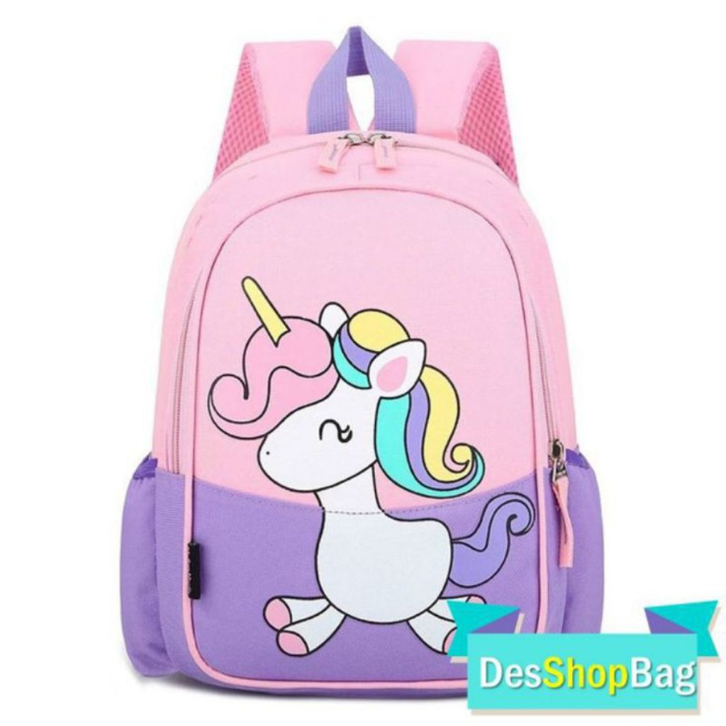 tas ransel anak gambar unicorn pink-ungu