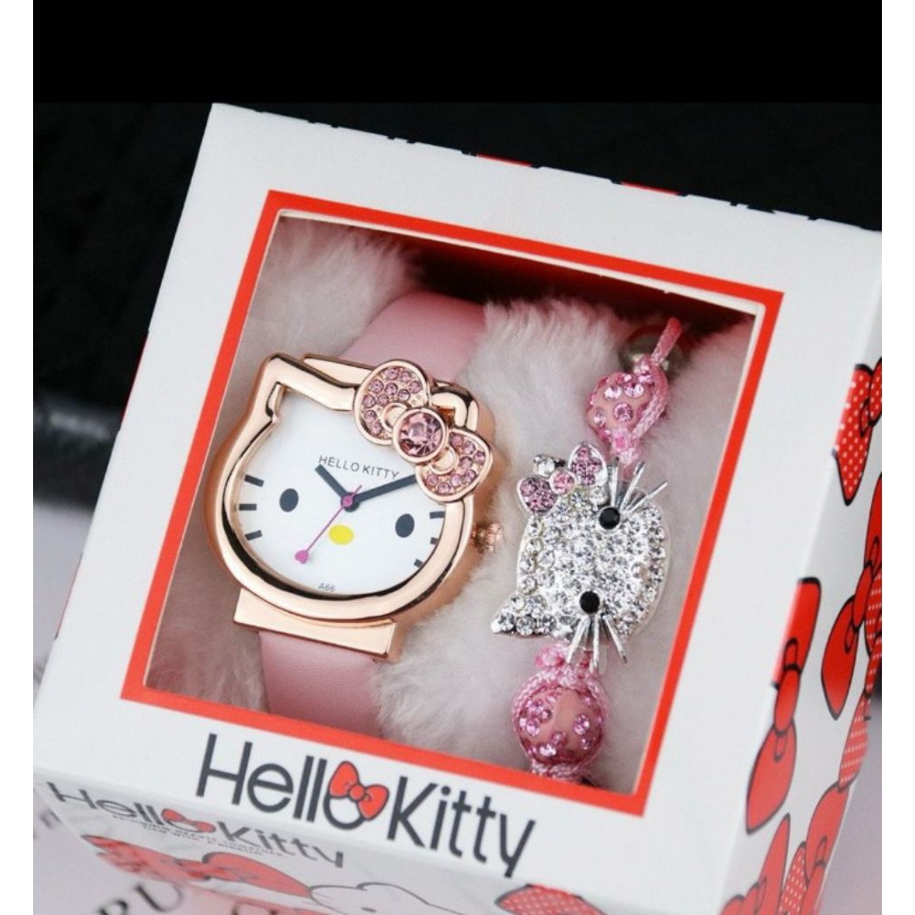 SET JAM TANGAN DAN GELANG HELLO KITTY PREMIUM QUALITY