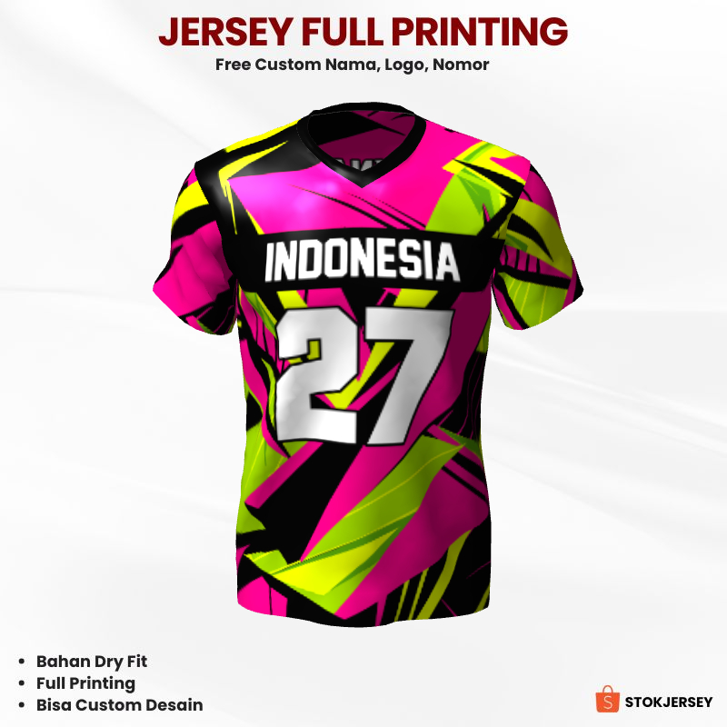 Kaos Jersey Futsal Retro Vintage Pink Hijau Hitam Motif Abstrak 616 - Jersey Olahraga Custom