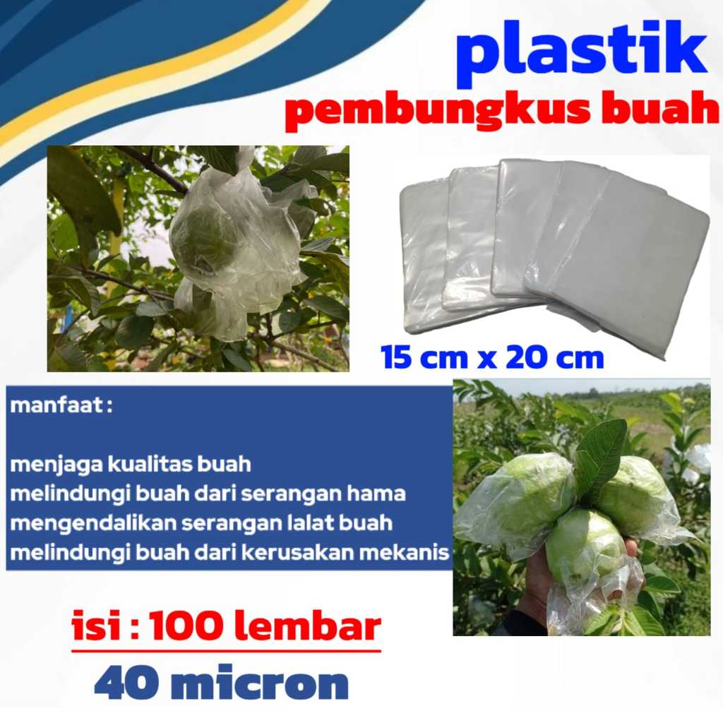 Plastik Pembungkus Jambu Kristal 15X20 100Lembar | Plastik Buah | Plastik Pembungkus Sawo