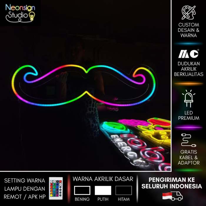 Neon Sign Logo Custom RGB│Neon Flex RGB Bebas Gambar Atau Logo│Neon Sign Mode RGB Neon Sign RGB