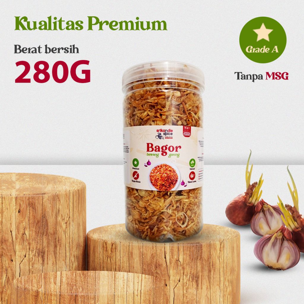 

Bagor Bawang Goreng Kemasan 1000ml berat 300gr Sumenep Premium Grade A Tanpa MSG Tanpa Pengawet Tanpa Minyak