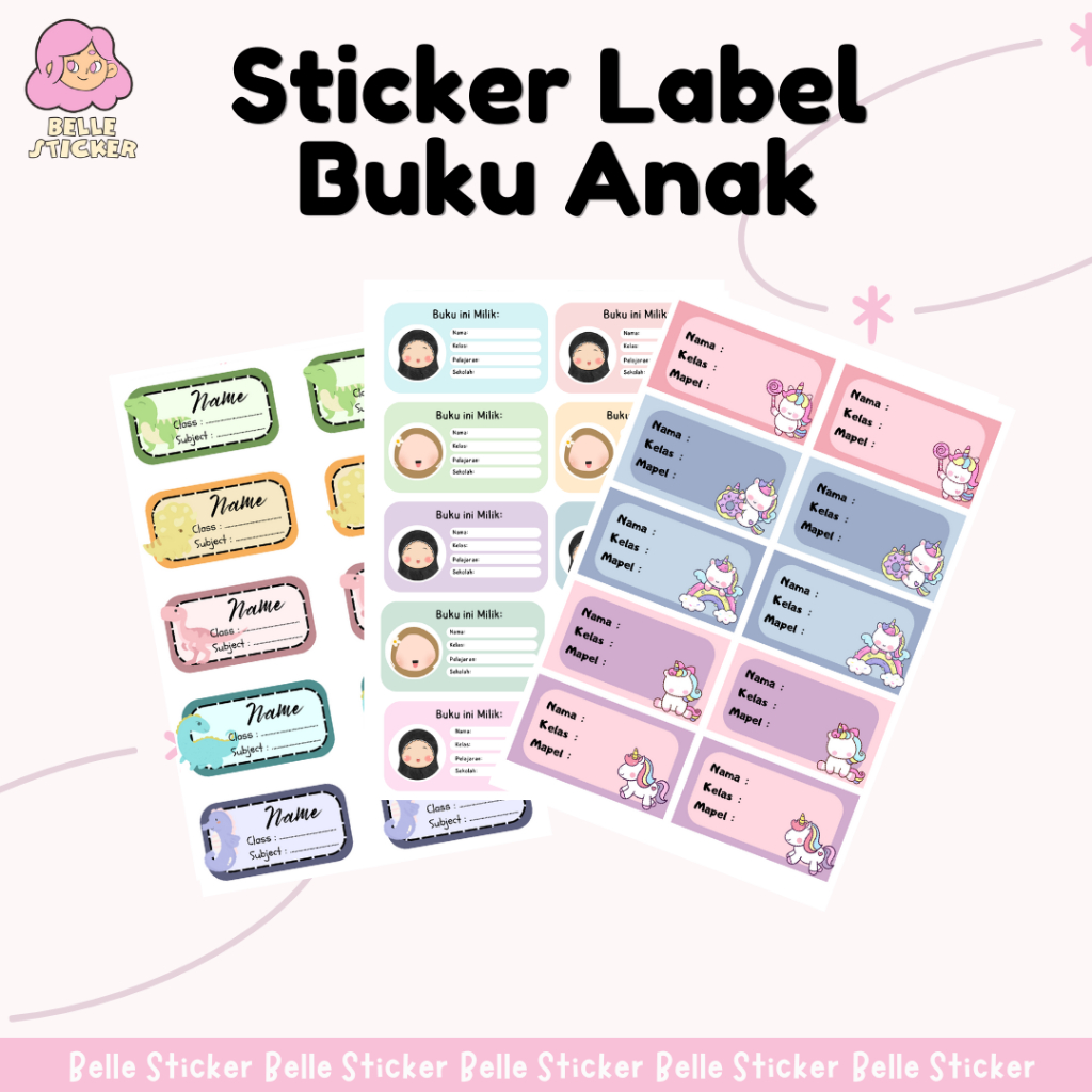 

50 PCS Stiker Nama Buku / Stiker Custom Nama Buku Sekolah Anak Label Nama Anak Custom Lucu Murah