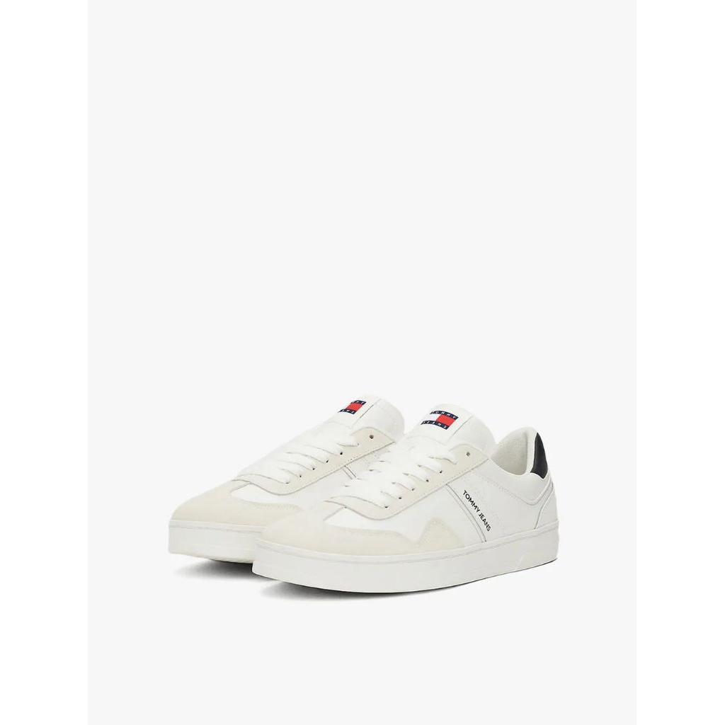 TOMMY Hilfiger Men's JEANS - RETRO SUEDE CUPSOLE TRAINERS Sepatu Sneakers Pria - ecru