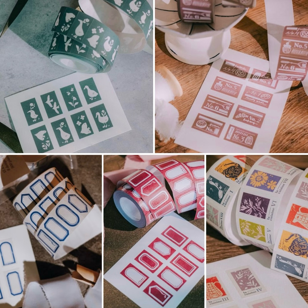 

[Sample 50pcs] Meow Illustration Label Sticker - Yum Yum . woodland story . blue tears . garnet . the gallery