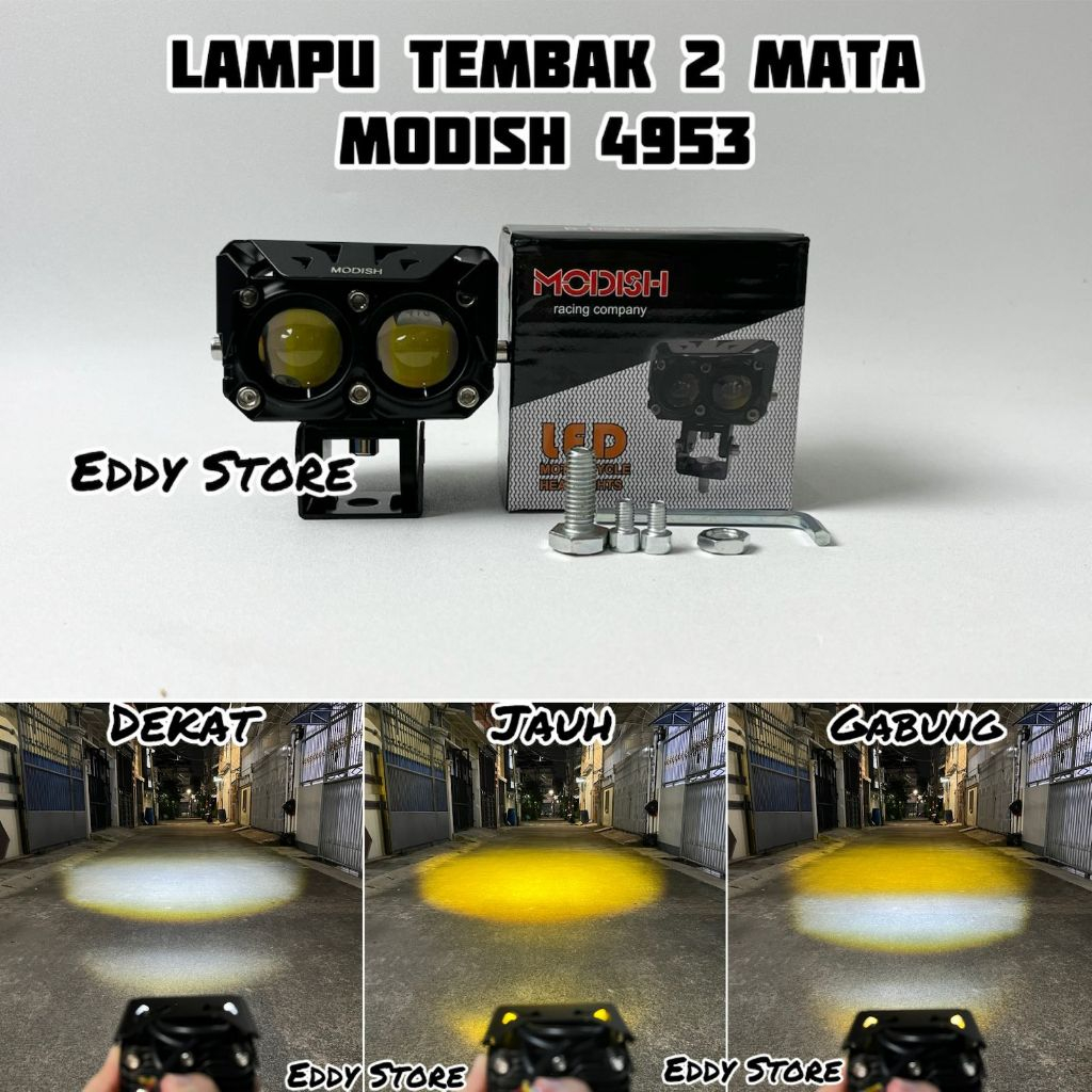 Lampu tembak Laser LED D3 2 mata Modish putihkuning 2 warna - 25WATT Full Alumunium Waterproof