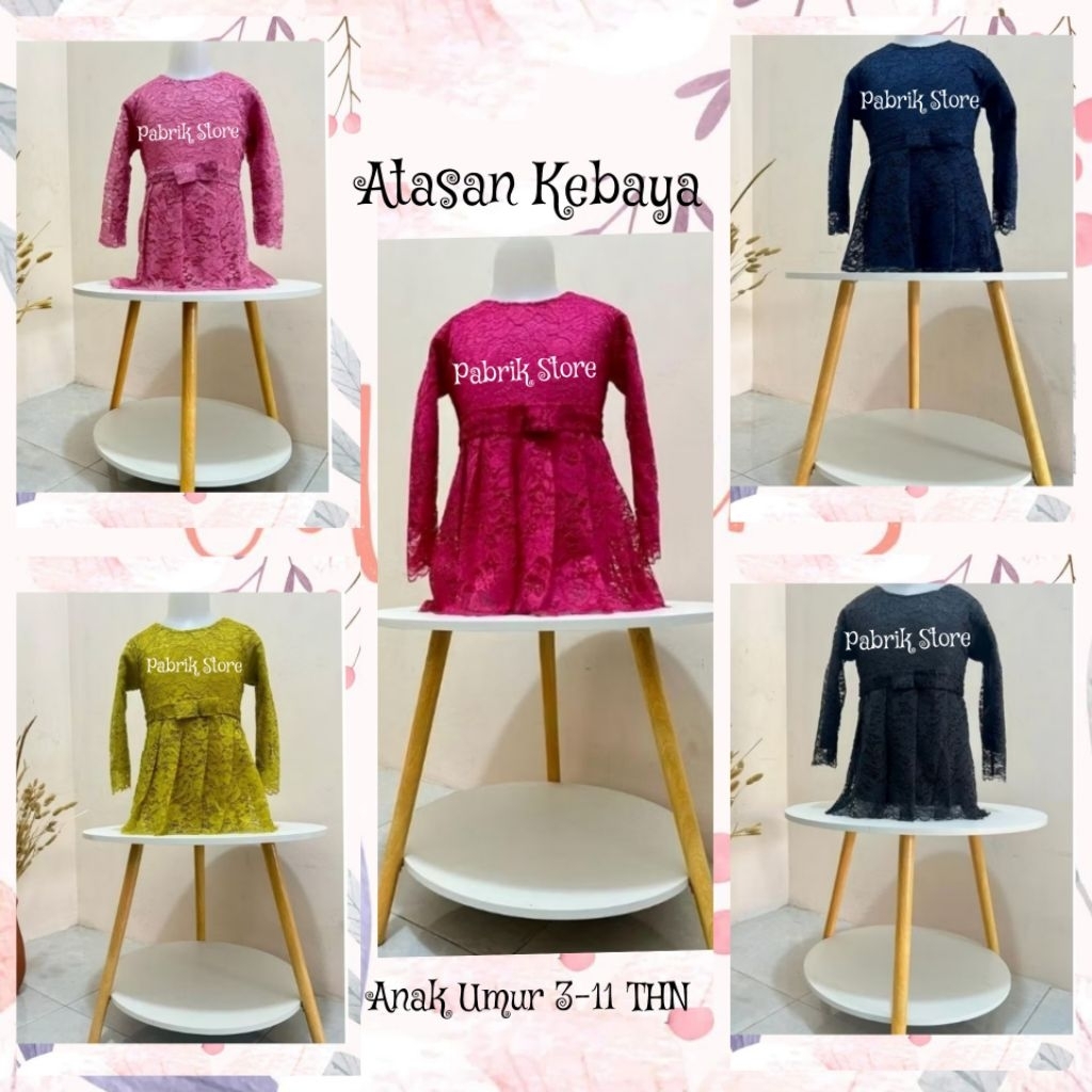 Atasan Kebaya Anak Bahan Burkat Umur 3-11 THN Kebaya Anak Baju Gamis Anak Baju Seragam Anak