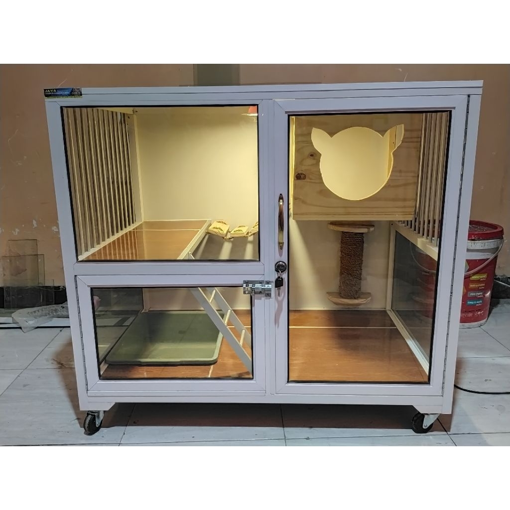 kandang kucing aluminium/kandang premium/kandang kaca