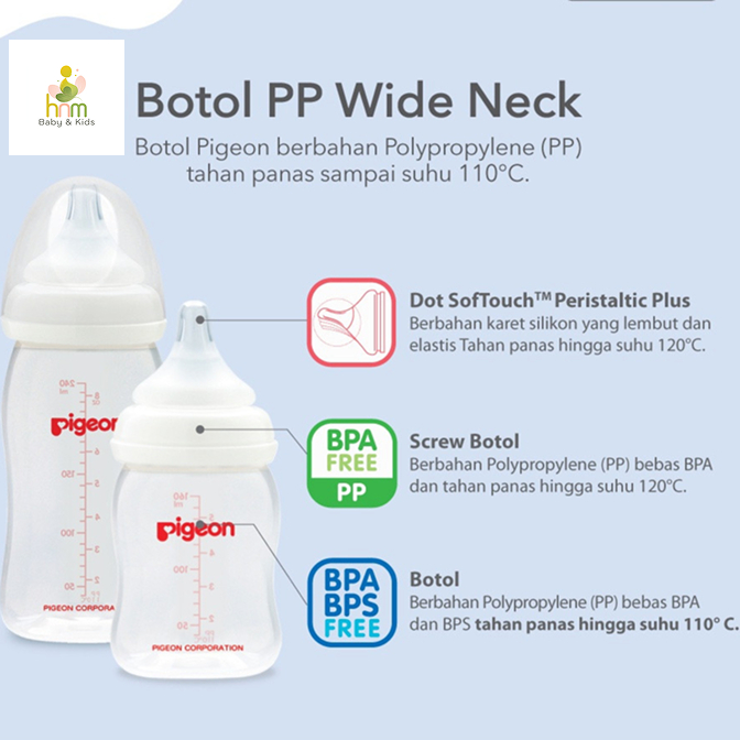 PIGEON Botol Susu PP Wide Neck SoftTouch Peristaltic