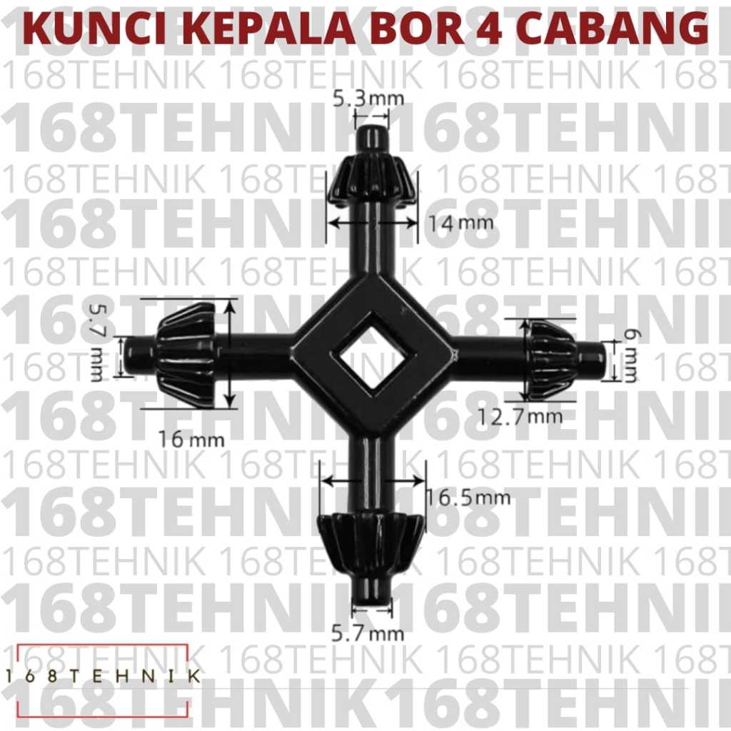 KUNCI KEPALA BOR 4 CABANG / KEY CHUCK DRILL 4 CABANG / KUNCI BOR CABANG 4 / KEY 4 CABANG