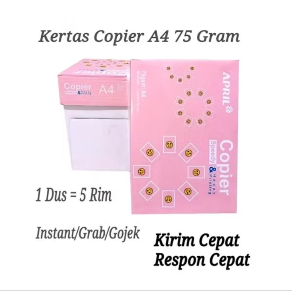 

kertas A4 merek APRIL 1 KOTAK ( PERDUS )isi 5 RIM