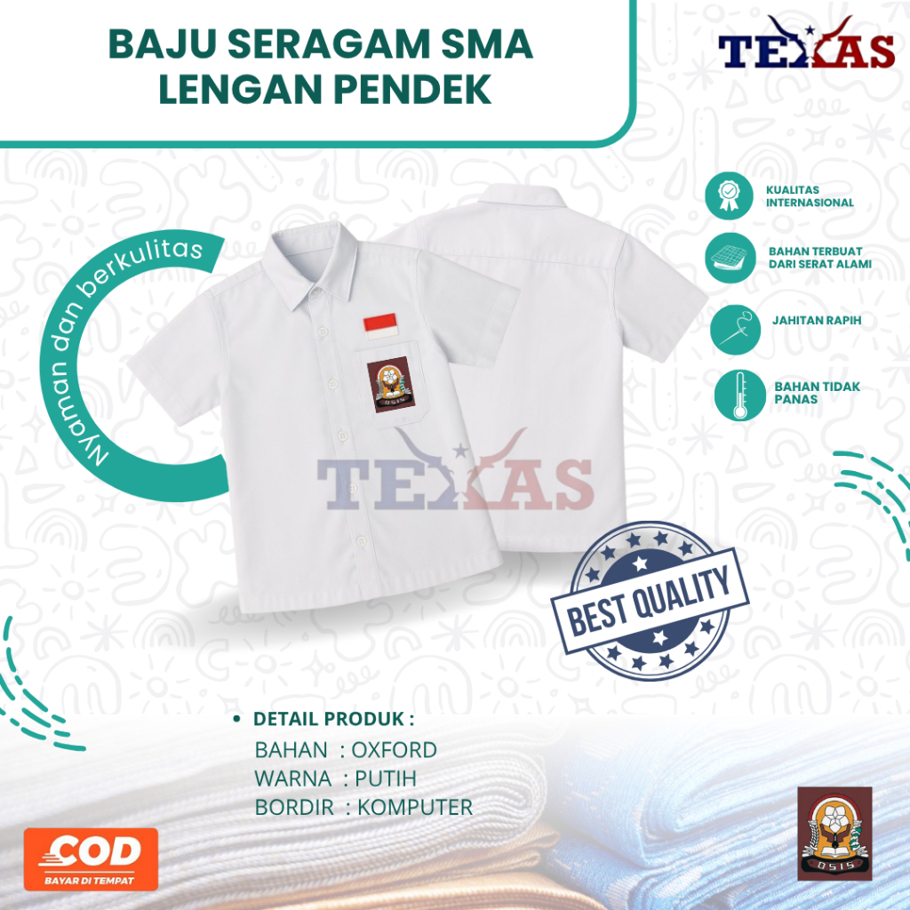 BAJU SERAGAM SMA LENGAN PENDEK MURAH | BAJU SERAGAM SMA LAKI - LAKI MURAH