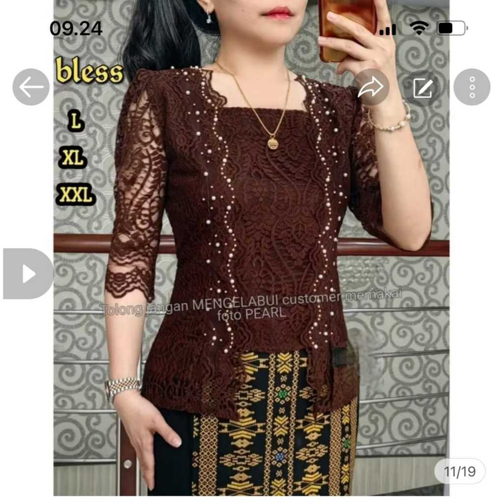 ATASAN Blus Kartini Brokat Kekinian Wanita/Blouse Brokat Renda KUTU BARU